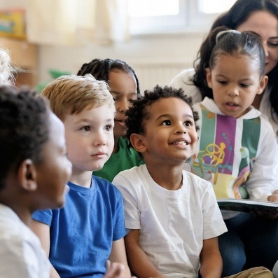 Children excited and laughing